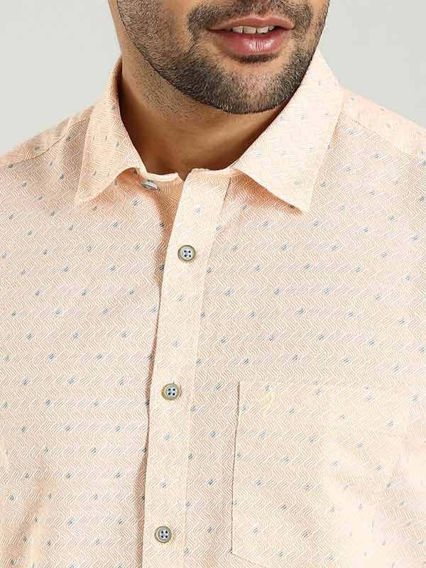 Indian Terrain Men's Regular Fit Half Sleeve All Over Print Orange Shirt